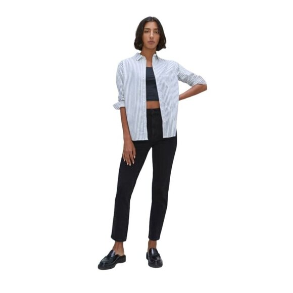 Everlane Black Jeans Sz 26 The Original Cheeky High Waisted Ankle Crop Straight - Picture 1 of 11